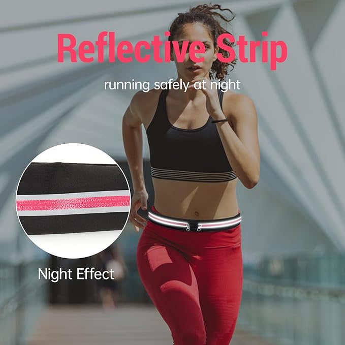 Slim Running Belts for Women Men - Running Phone Holder Fanny Pack for Key, Accessories Fits ALL Cell Phones, Pink-StrideForce Fitness