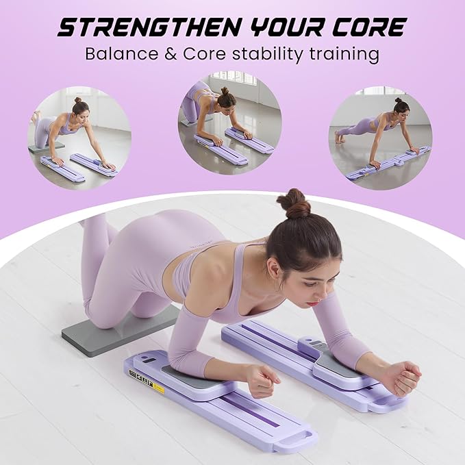 Pilates Equipment, Pilates Board - Multifunctional Pilates Reformer, Reformer Pilates Machine with Reps,Kcal & Timer Display, Home Pilates Kit with Resistance Bands - Workout Sets for Women-StrideForce Fitness