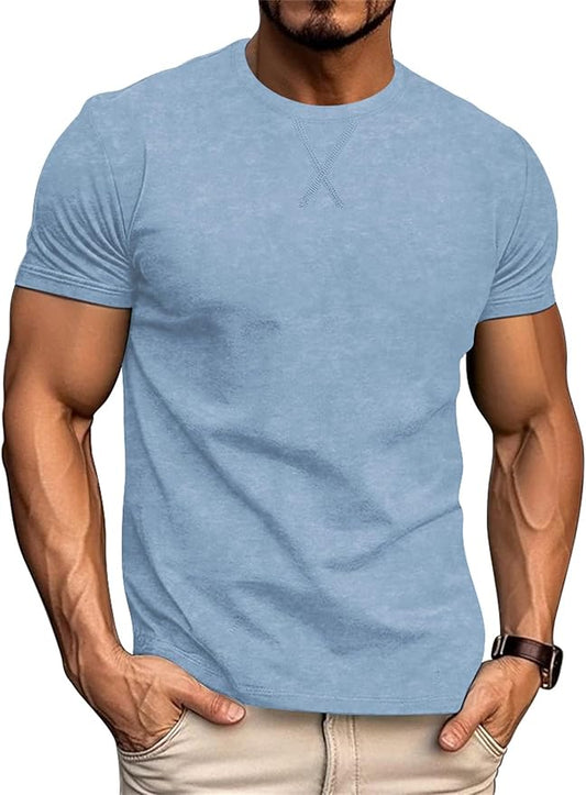 LOGEEYAR Men's Athletic Washed T-Shirts Basic Crew Neck Tees Tops Causal Distressed Cotton T Shirts for Men-StrideForce Fitness