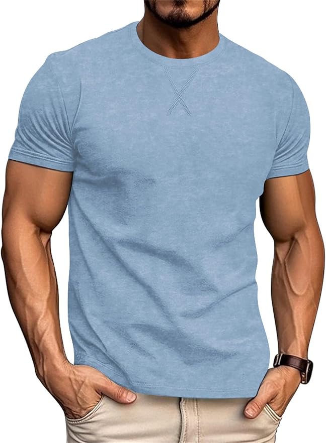 LOGEEYAR Men's Athletic Washed T-Shirts Basic Crew Neck Tees Tops Causal Distressed Cotton T Shirts for Men-StrideForce Fitness