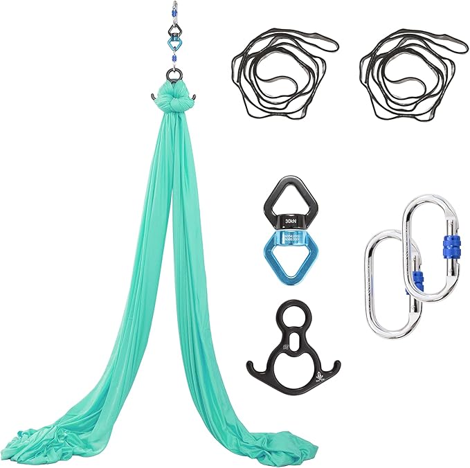 Aerial Silks Yoga Swing Set - 9/11 Yards Aerial Yoga Hammock Kit Anti-Gravity Flying for Fitness, Low/Non Stretch Nylon Tricot Fabric Hardware Included for Dance-StrideForce Fitness