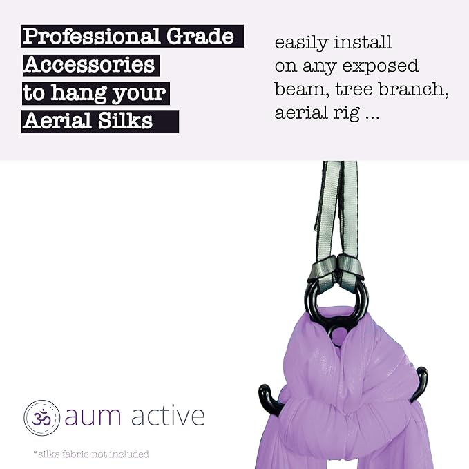 Aerial Silks Starter Kit - Durable 9 Yards of Aerial Yoga Hammock with Hardware & Guide - Aerial Swing for Acrobatic Flying Yoga & All Levels (Aerial Rigging Point Up to 13ft)-StrideForce Fitness