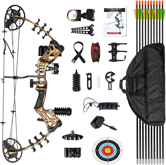 Youth Compound Bow Set 15-45 Lbs for Teens and Beginner, Package with Archery Hunting Equipment, Max Speed 260fps, Adjustable, Right Hand-StrideForce Fitness