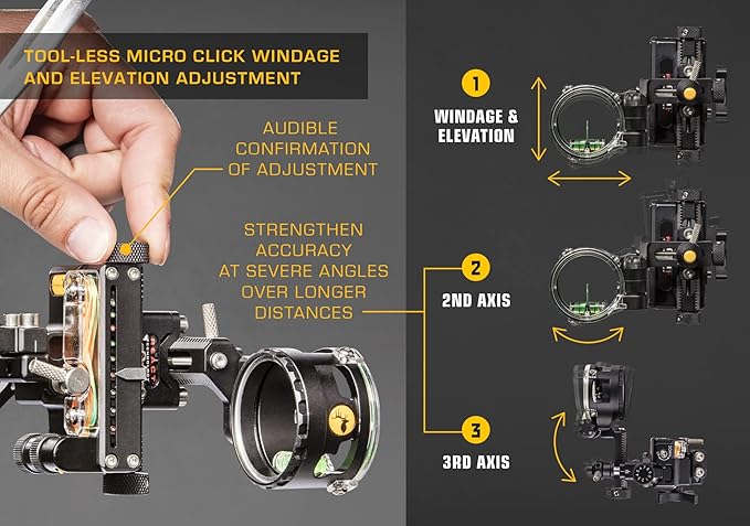 Trophy Ridge React One Pro Bow Sight - Accuracy up to 100 Yards, Tool Less Windage and Elevation Adjustability, 2nd/3rd Axis Leveling, Adjustable Click Light-StrideForce Fitness
