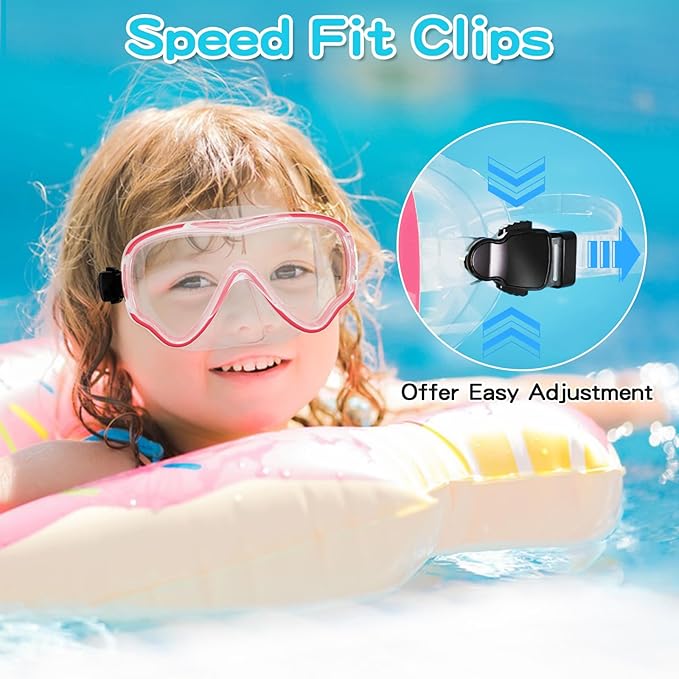 Kids Swim Goggles with Nose Cover, Snorkel Diving Mask Anti-Fog Anti-UV, Snorkeling Gear Swimming Goggles for Kids 3-14 2PCS-StrideForce Fitness