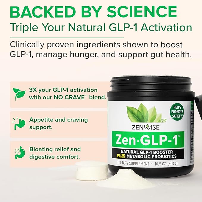 Zenwise Health ZenGLP-1, Natural GLP-1 with Metabolic Probiotics to Help Control Hunger & Cravings and Support Digestive Health - GLP-1 Supplement Support for Women & Men - 30-Day Serving-StrideForce Fitness