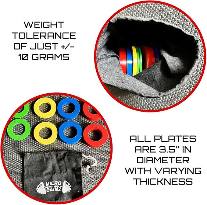 Micro Gainz Calibrated Fractional Weight Plates Set, 8 Piece Olympic Weight Plates Set with Bag, Designed for Olympic Barbells for Strength Training and Micro Loading, Made in USA-StrideForce Fitness