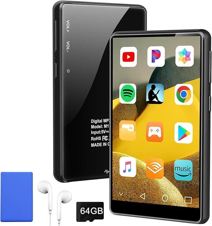 96GB MP3 Player with Bluetooth and WiFi, 4.1" Touch Screen, Silicone Protective case, Octa-core, MP4 Player for Spotify, Pandora, 96GB Storage Up to 1Tb, Android Music Player for Parental Control, FM-StrideForce Fitness