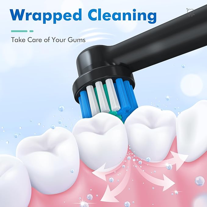 Replacement Toothbrush Heads Compatible with Oral B, Pack of 16 Professional Electric Toothbrush Heads Oral-b 7000, Clean, Oral B Pro 1000, 9600, 500, 3000, 8000 (Black)