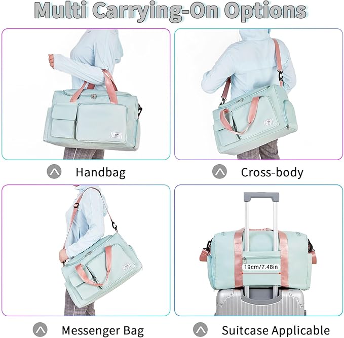 FIORETTO Women's Gym Duffle Bag with Shoes Compartment, 37L Capacity, Ideal for Travel, Gym, Sports, Duffel, Weekender-StrideForce Fitness