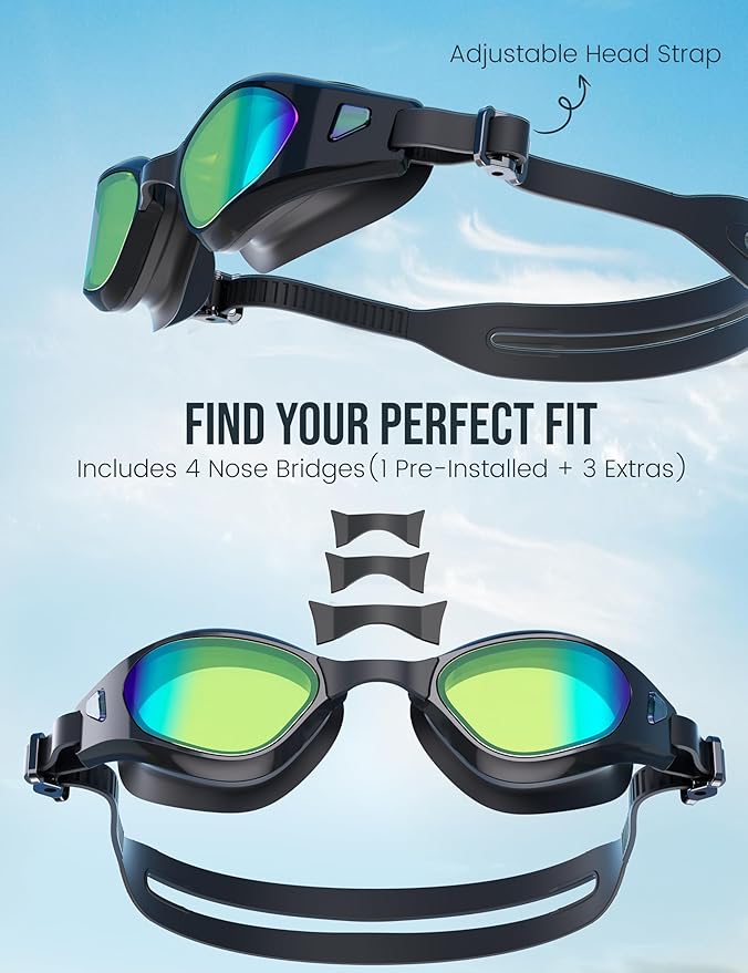 Swimming Goggles, No Leaking Swim Pool Goggles for Adults with Fog-Resistant, UV-Blocking Lenses for Men Women Youth-StrideForce Fitness