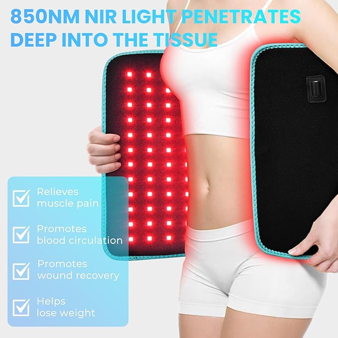 iTHERAU Large Red Light Therapy Belt 360 LED Infrared Red Light Device for Body, Resolve Inflammation, Relieve Joint or Back Pain, Muscle Stiffness, Red Light Wrap 660 & 850nm Wavelengths, Blue Edge-StrideForce Fitness