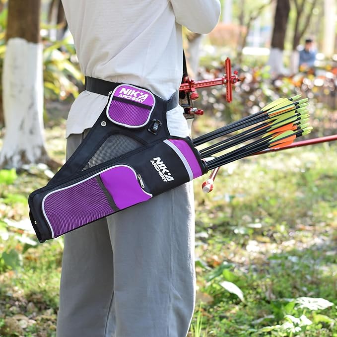 Archery Arrow Quiver Holder, 3-Tubes Hip Quiver Arrow Bag with Adjustable Belt for Youth & Adults Arrows Hunting Target Practicing-StrideForce Fitness
