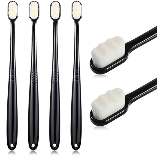 Boao 4 Pcs Soft Bristle Toothbrush Nano Toothbrush Ultra Soft Brush Manual Brush with 20,000 Bristles for Sensitive Teeth Adult Kid Children(Black)