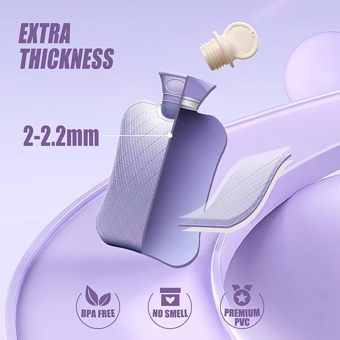 FORICOM Extra Large Hot Water Bottles for Pain Relief.2pack,2L Hot Water Bag for Back Pain, Heating Pad 2Liter, Non Toxic and Rubber, Hot and Cold Therapy.Bpa Free.-StrideForce Fitness