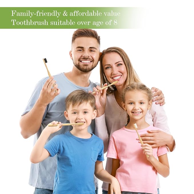 Extra Soft Bamboo Toothbrushes for Sensitive Gums, 20000 Extra Soft Bristle Toothbrushes for Adults, Eco-Friendly, Natural Wooden Organic Micro Nano Bamboo Bristle Toothbrush - 4 Pack