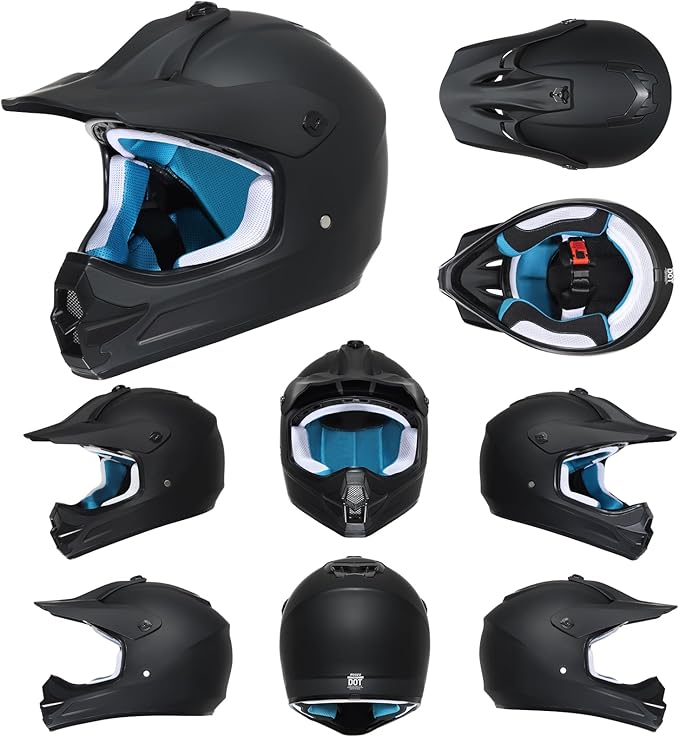 Youth Dirt Bike Helmet DOT Certified - Full Face Motorcycle Helmet for Off-Road, ATV, Street Riding, Includes Adjustable Goggles & Protective Gloves-StrideForce Fitness