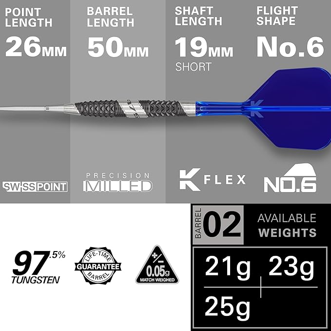 TARGET Darts 975 Ultra Marine 97.5% Tungsten Steel Tip Darts Set - Swiss Point Darts with K-Flex Integrated Flight and Shaft – Includes Dart Takoma Wallet, SP Tool, Dart Tips-StrideForce Fitness