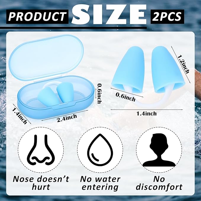 2 Pack Nose Plugs for Swimming for Adults and Kids (Age 7-12), Waterproof Soft Silicone Swimming Protectors Nose Block Nostril Plugs for Swimmers Surfers Water Sports-StrideForce Fitness