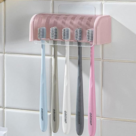 Toothbrush Holders for Bathrooms,Kids Toothbrush Holders with Cover,5 Slots Electric Tooth Brush Holder Wall Mounted Toothbrush Organizer,Shower Restroom Bathroom Accessories (Pink)