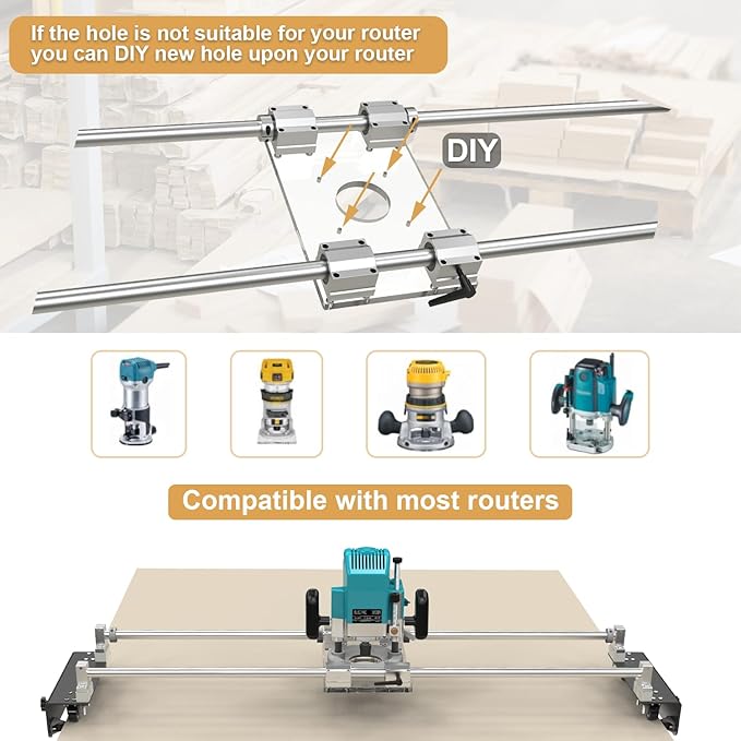 Router Sled, Slab Flattening Jig, DIY Woodworking Router Sled for Flattening Slabs with Height Adjustable (L-Carriages, Steel and Aluminum, 48 Inches)-StrideForce Fitness