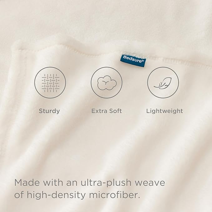 Bedsure Fleece Blanket Twin Size Cream - 300GSM Lightweight Plush Fuzzy Cozy Soft Warm Blanket for Bed, Sofa, Couch, Travel, Camping, 60x80 inches-StrideForce Fitness