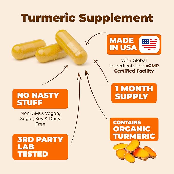 Turmeric Supplement - High Potency Turmeric Curcumin Supplement with 1200 mg Organic Tumeric and 95% Curcuminoids. Curcumin Supplements with Black Pepper for Immune & Joint Health. 60 Curcuma Capsules-StrideForce Fitness