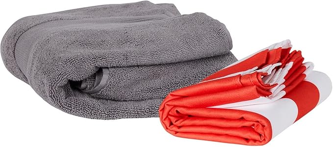 Dock & Bay Beach Towel - Quick Dry, Sand Free - Compact, Lightweight - 100% Recycled - Includes Bag - Cabana - Waikiki Coral Red - Large (160x90cm, 63x35)-StrideForce Fitness