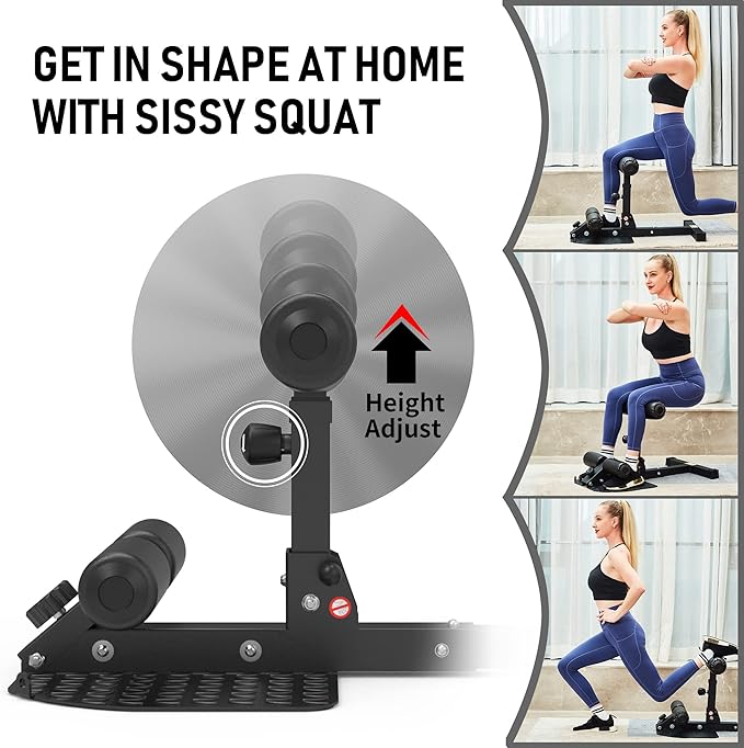 leikefitness Deep Sissy Squat Bench Core Workout Multifunctional Leg Exercise Machine for Home Gym-StrideForce Fitness
