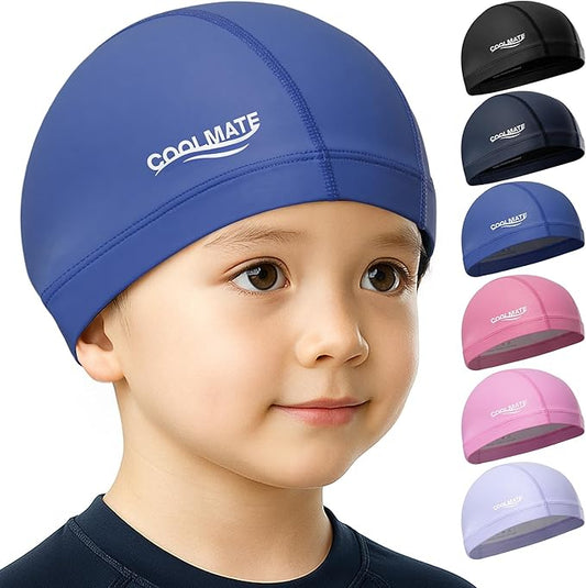 COOLMATE Fabric Swim Cap for Adult Women Men Kid 3 4 6 8 14 16, Silicone Water Resistant Layer, Cloth Swim Cap Gifts for Swimmers, Lightweight for Pool, Lap Swimming (1 pc)-StrideForce Fitness