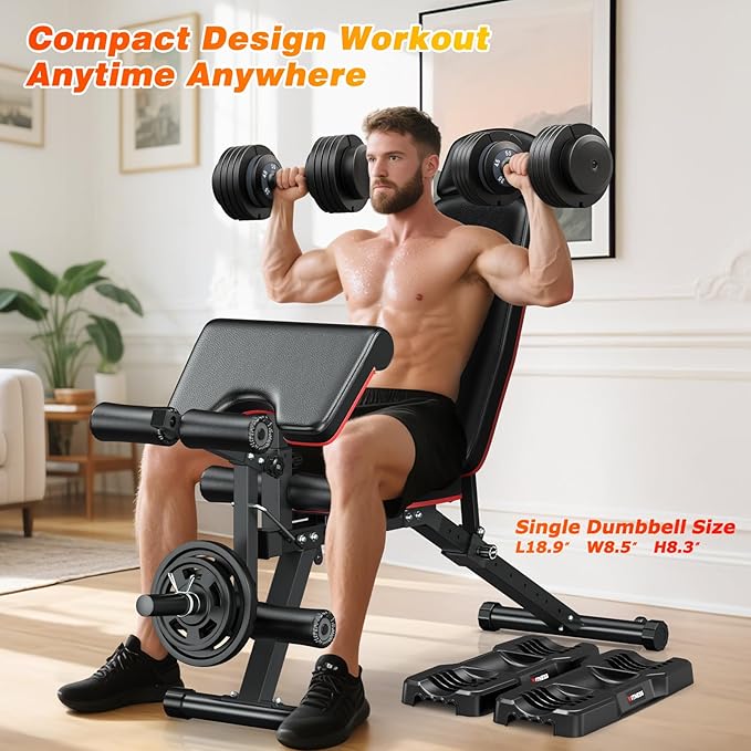 XDDIAS Adjustable Dumbbell Set of 2, 25/55/80LB Dumbbell Set-1Sec Adjustable Weights-5/10 in 1 Free Weights Dumbbells Set with Effortless Tray/No-Slip Handle-Compact Size for Women/Men at Home Gym-StrideForce Fitness