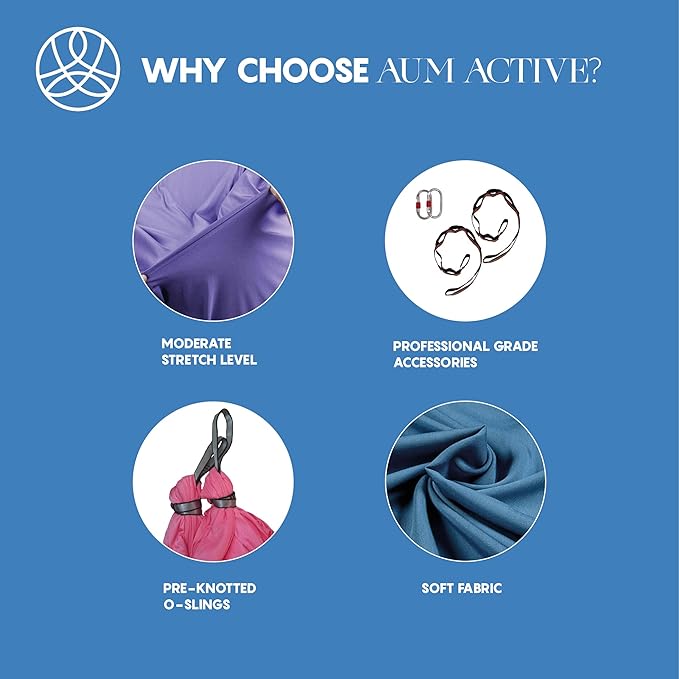 Aerial Silk Yoga Hammock & Swing for Home, Inversion Exercises, Starter Kit for All Levels - Durable with Extension Straps, Carabiners, and Pose Guide-StrideForce Fitness