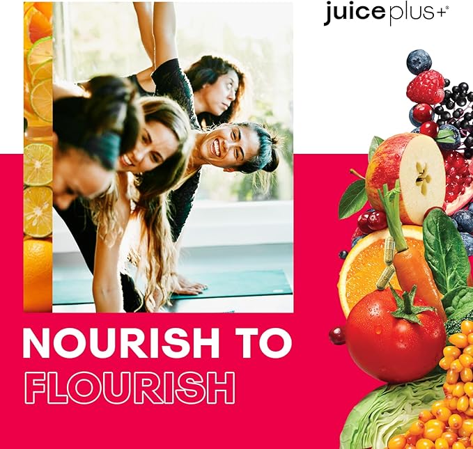 Juice Plus+ Fruit, Vegetable, Berry & Omega Blend Capsules - Nutrition from 30 Fruits, Vegetables & Berries + Plant-Based Omega Fatty Acids - 4 Bottles (60 Servings Each)-StrideForce Fitness