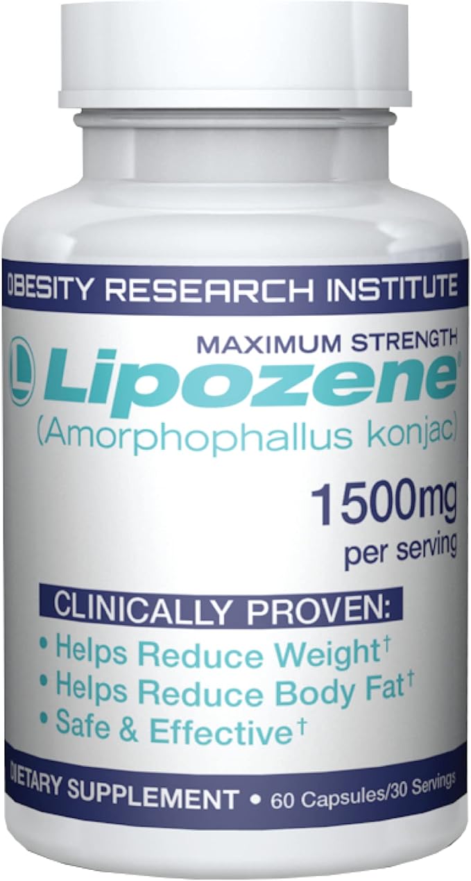 Lipozene Diet Pills - Weight Loss Supplement - Appetite Suppressant- 1 Bottle of 60 Capsules for 30 Servings- No Caffeine-StrideForce Fitness