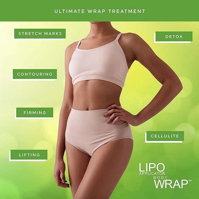 Tummy Body Wrap with Guarana, Green Tea, Seaweed Wraps Works for Stomach, Belly, Legs, Arms Abdomen (13 Piece Set)-StrideForce Fitness