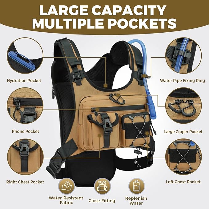 USA Original Patent Running Hydration Vest Backpack, Lightweight Chest Pack with 2.0L Water Bladder Bag Daypack for Hiking Running Cycling Race Marathon for Women Men-StrideForce Fitness