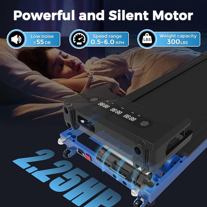 GOYOUTH Walking Pad Treadmill, Under Desk Treadmill for Home Office, Wide Belt Compact Treadmills 300 lbs Capacity, 2.25HP Shock-Absorbing Walking Jogging Running Machine Remote Included-StrideForce Fitness