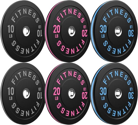 Bumper Plates 2 - Inch Olympic Weight Plate Set for Barbell, 10-55 lb Rubber Weights Sets for Home Gym, Strength Training Plate, Weight Lifting, Black-StrideForce Fitness