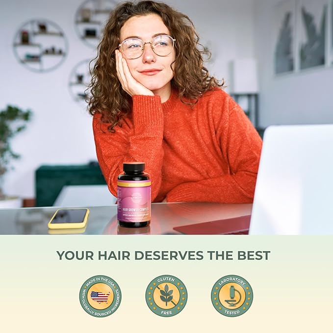 Primal Harvest Hair Growth Vitamins, Hair Growth for Women & Men - 60 Hair Growth Pills, Natural Hair Thickening Products for w/Biotin & Zinc - Hair Supplement, Regrowth Hair Vitamins-StrideForce Fitness