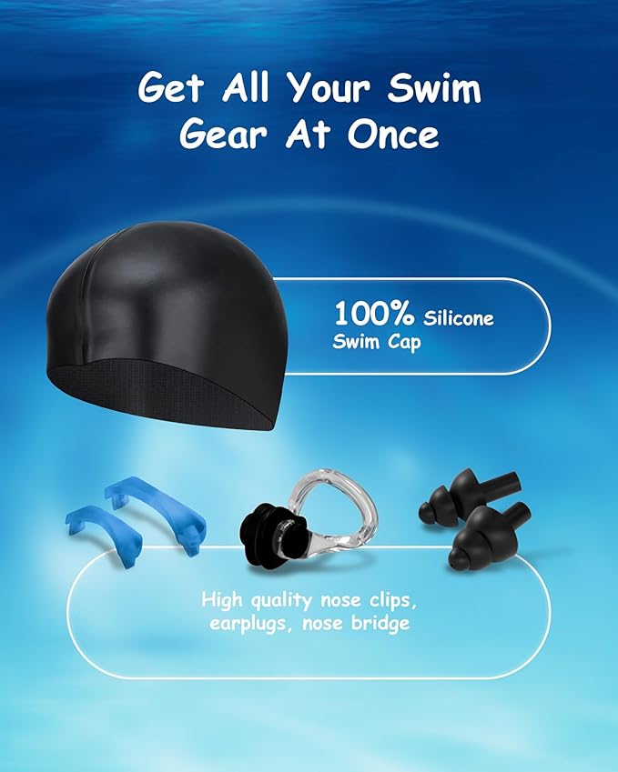 Kids Swim Goggles, Anti-fog and UV Protection with Swim Cap for Age 3-15 Youth Boys Girls Toddler-StrideForce Fitness