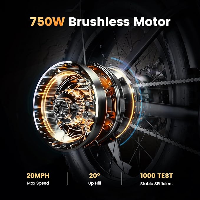 Electric Bike for Adults,Peak 1000W/1500W Motor,20/28MPH 55-150Mile ebikes for Adults with 10.4AH/13AH/26AH Battery,20" Fat Tire Electric Dirt Bike Commuting Off Road Ebike, UL2849-StrideForce Fitness