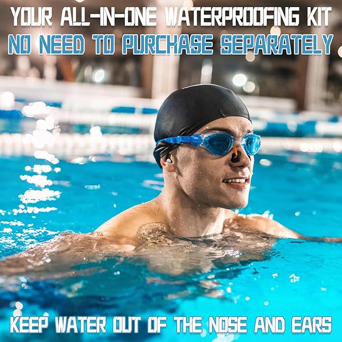 Swimming Nose Clip Ear Plugs - 9 Packs Silicone Swim Nose Plugs with Earplugs for Adult,Waterproof Pool Nose Plug for Diving Surfing and Other Water Sports with Storage Box,Multi-Color-StrideForce Fitness