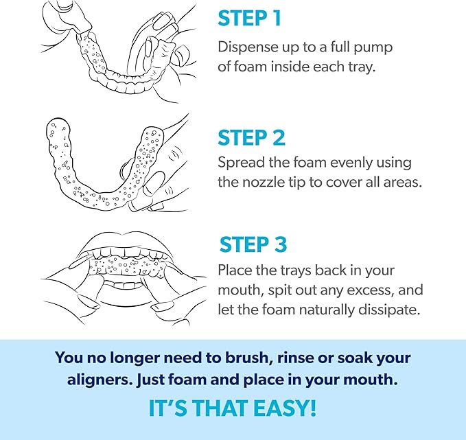 EverSmile AlignerFresh Original Clean Foam – Cleaner Compatible w/Invisalign and All Clear Aligners & Retainers – Eliminates Bacteria, Whitens Teeth, Fights Bad Breath – 50ml (4 Pack)