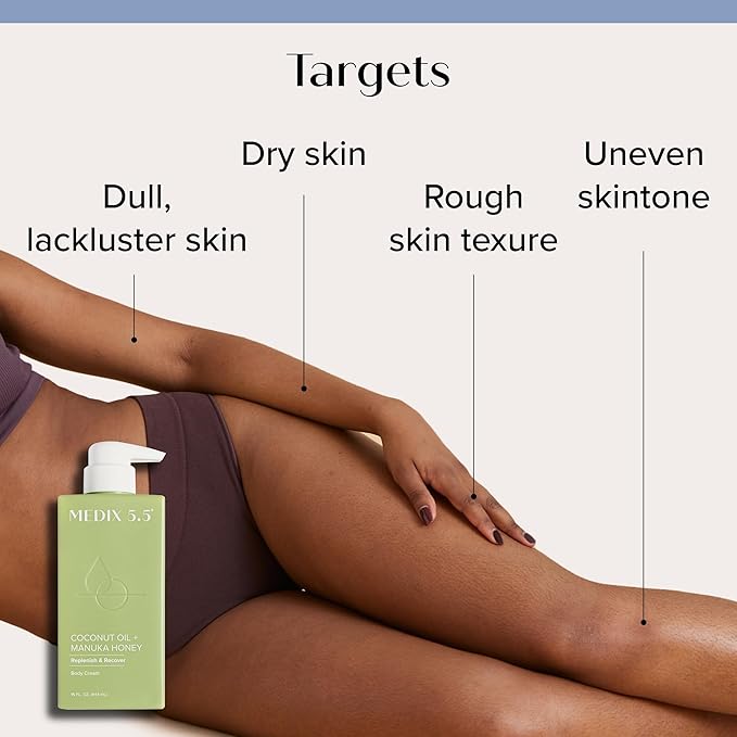 MEDIX Coconut Body Lotion + Manuka Honey Cream | Natural Coconut Oil Lotion For Women & Men | Moisturizer Cream Body Butter Skin Care Balm For Stretch Marks, Cellulite, & Dry Skin, 15 Fl Oz-StrideForce Fitness