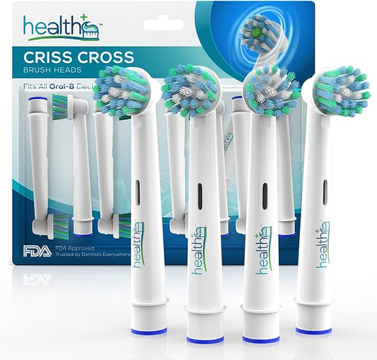 Compatible Oral B Braun Criss-Cross Replacement Heads for Electric Toothbrushes - 8-Pack | Standard Tooth Brush Heads with Dupont