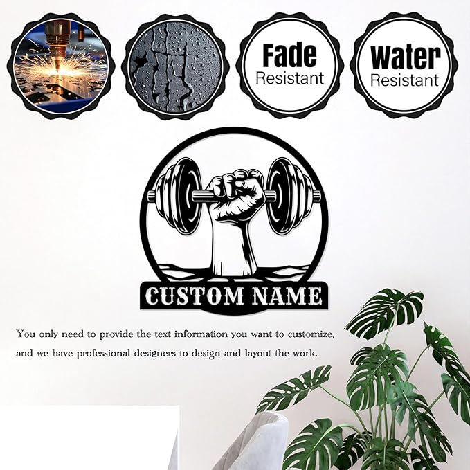 Customized Metal Gym Name Sign, Personalized Sports Room Wall Art,Metal Gym Sign,Unique Fitness Wall Sign, Gym Lovers Unique Gift, Gym Wall Art,Training Center Sign (Style-15)-StrideForce Fitness