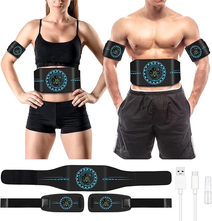 Electronic Muscle Stimulator, Ab Toning Belt Muscle Toner Fitness Training for All Body, Rechargeble for Fitness Strength Training Workout Equipment for Men and Women-StrideForce Fitness