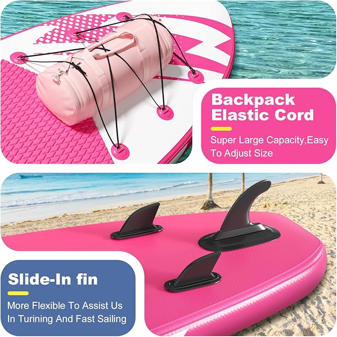 Inflatable Stand Up Paddle Board (6'' Thick) - Premium SUP Board with Durable SUP Accessories & Non-Slip Deck | Includes Paddle Pump & Backpack | for Adults/Youth-StrideForce Fitness