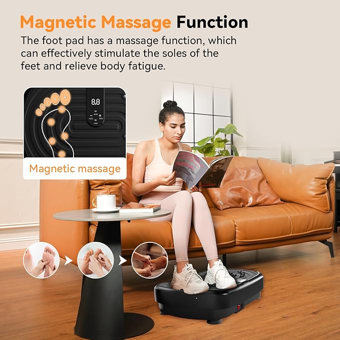 UCIN Vibration Plate Exercise Machine, Vibration Plate for Lymphatic Drainage, 330 Lbs Capacity Vibrating Plate for Weight Loss Home Fitness with Resistance Bands/Pilates Ball-StrideForce Fitness