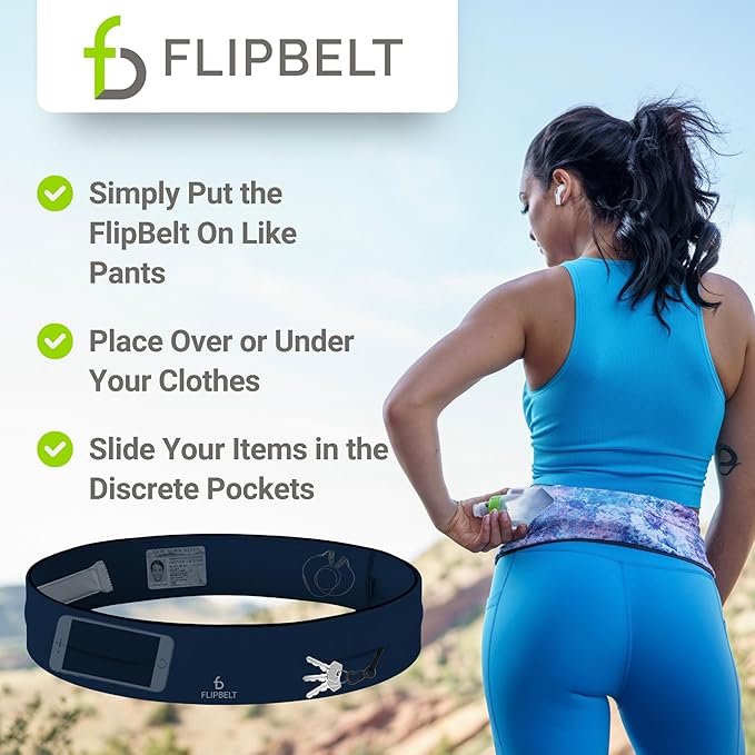 FlipBelt Classic Running Belt, Running Fanny Pack for Women and Men, USA Company-StrideForce Fitness